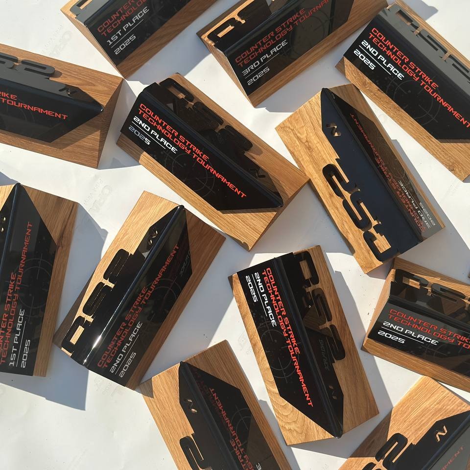Wooden and acrylic awards for Counter Strike Technology Tournament CS2 2025