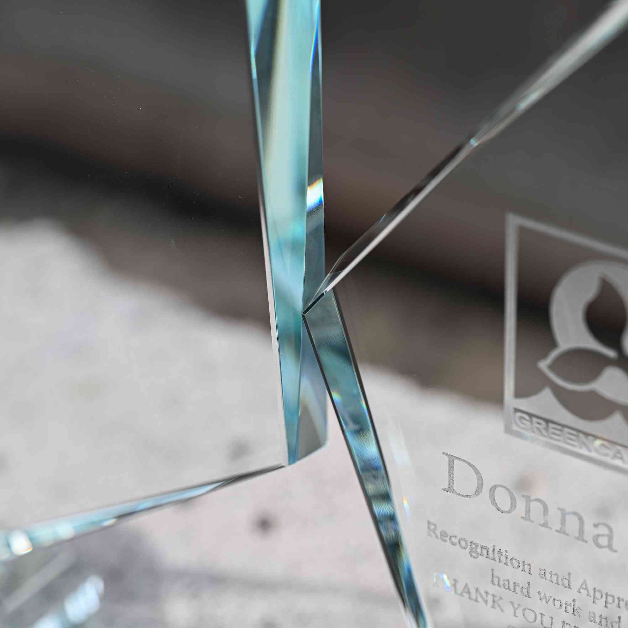Glass award with wooden base v3