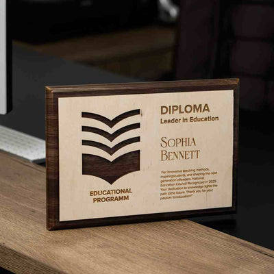 Acrylic plaques in vibrant colors are the best decoration for a modern office.