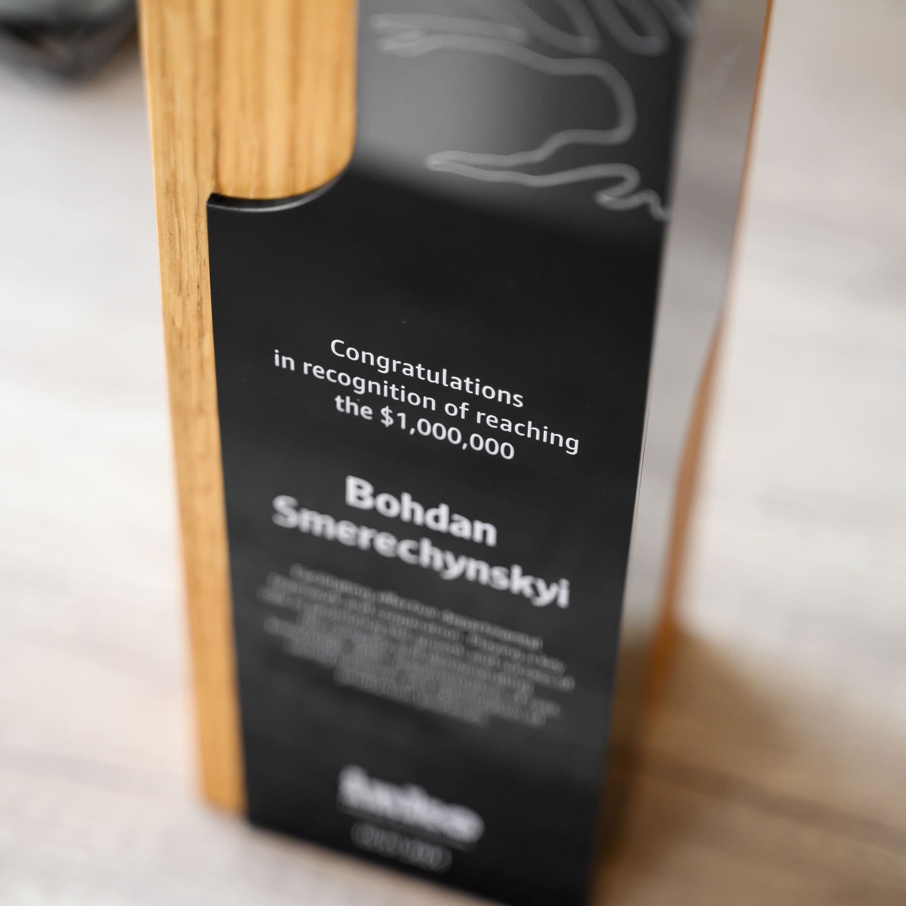 Wooden award with acrylic v11