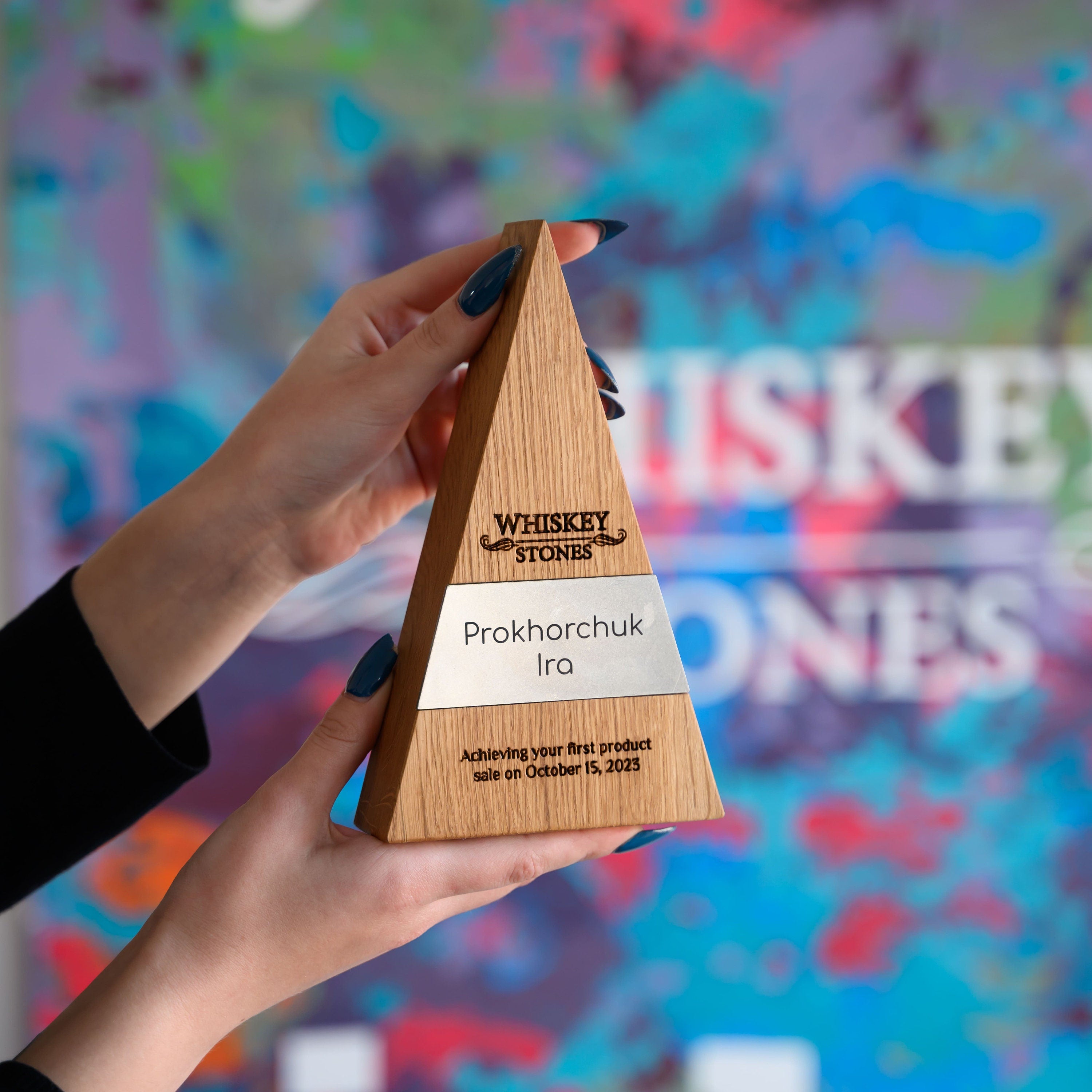 Wooden award with metal v5