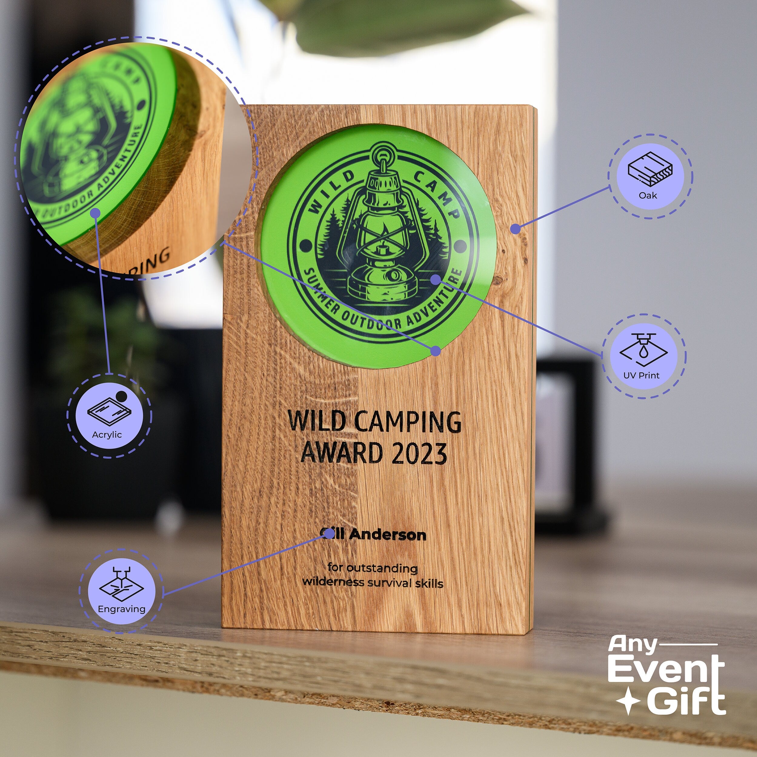 Wooden award with acrylic v14