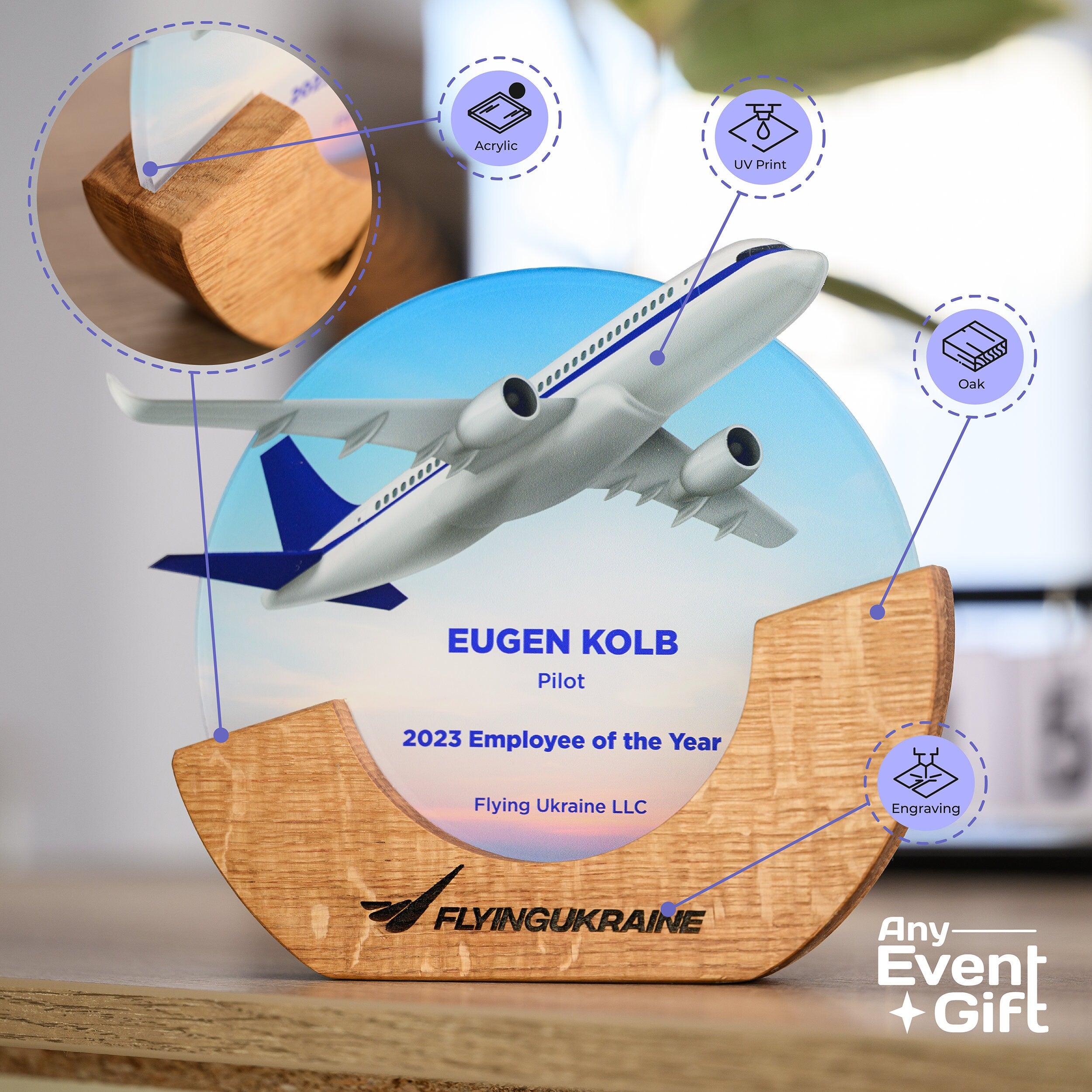 Wooden award with acrylic v13