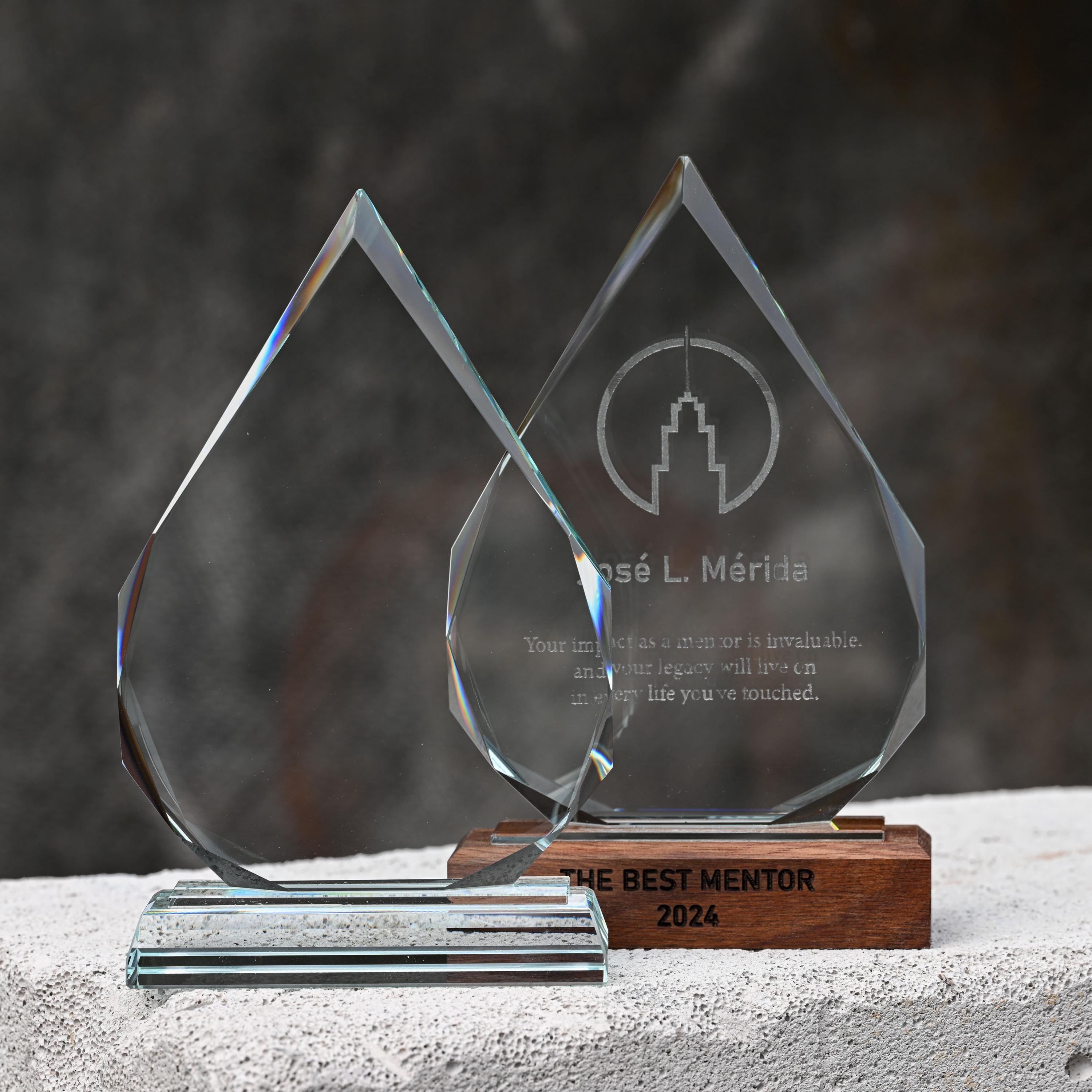 Glass award with wooden base v2