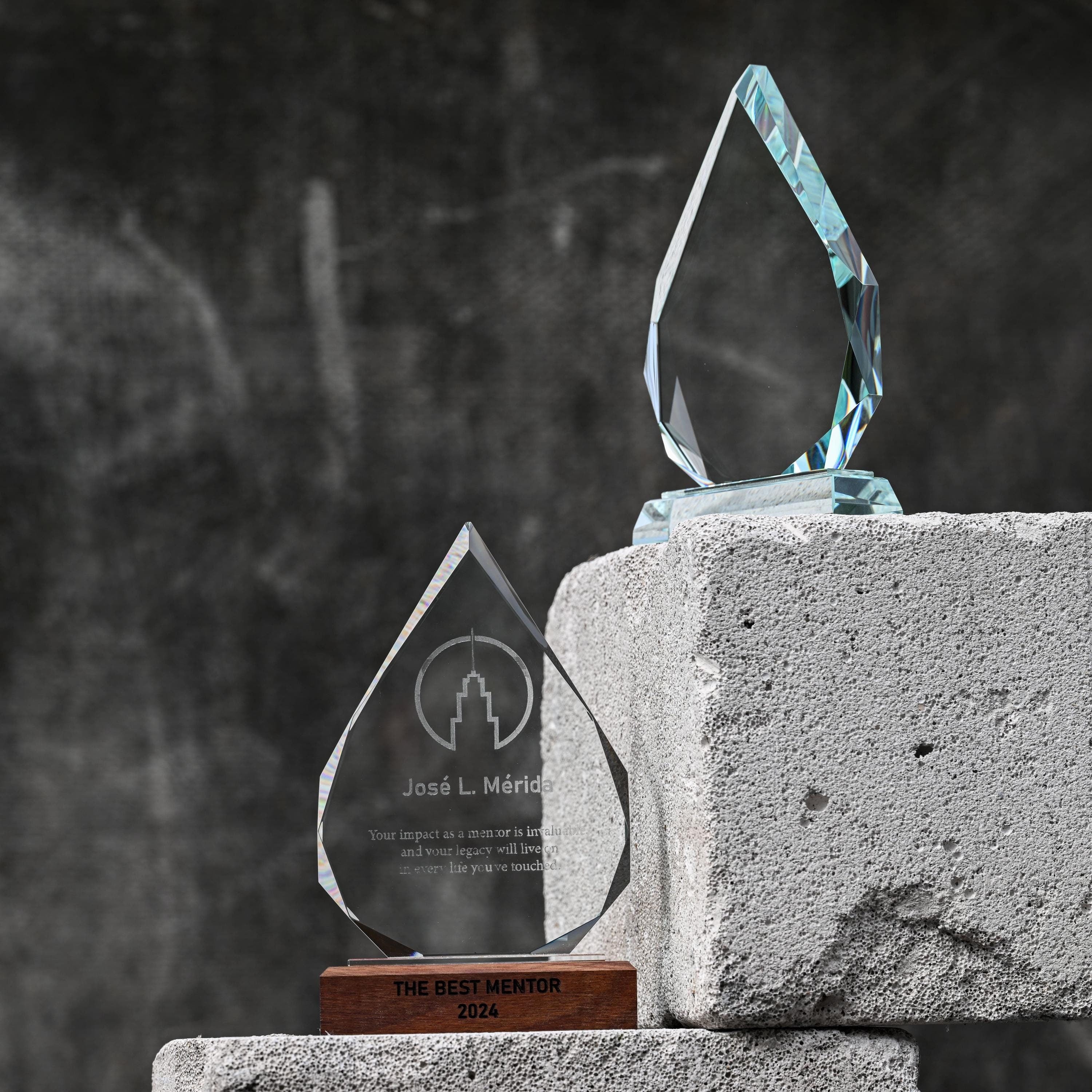 Glass award with wooden base v2