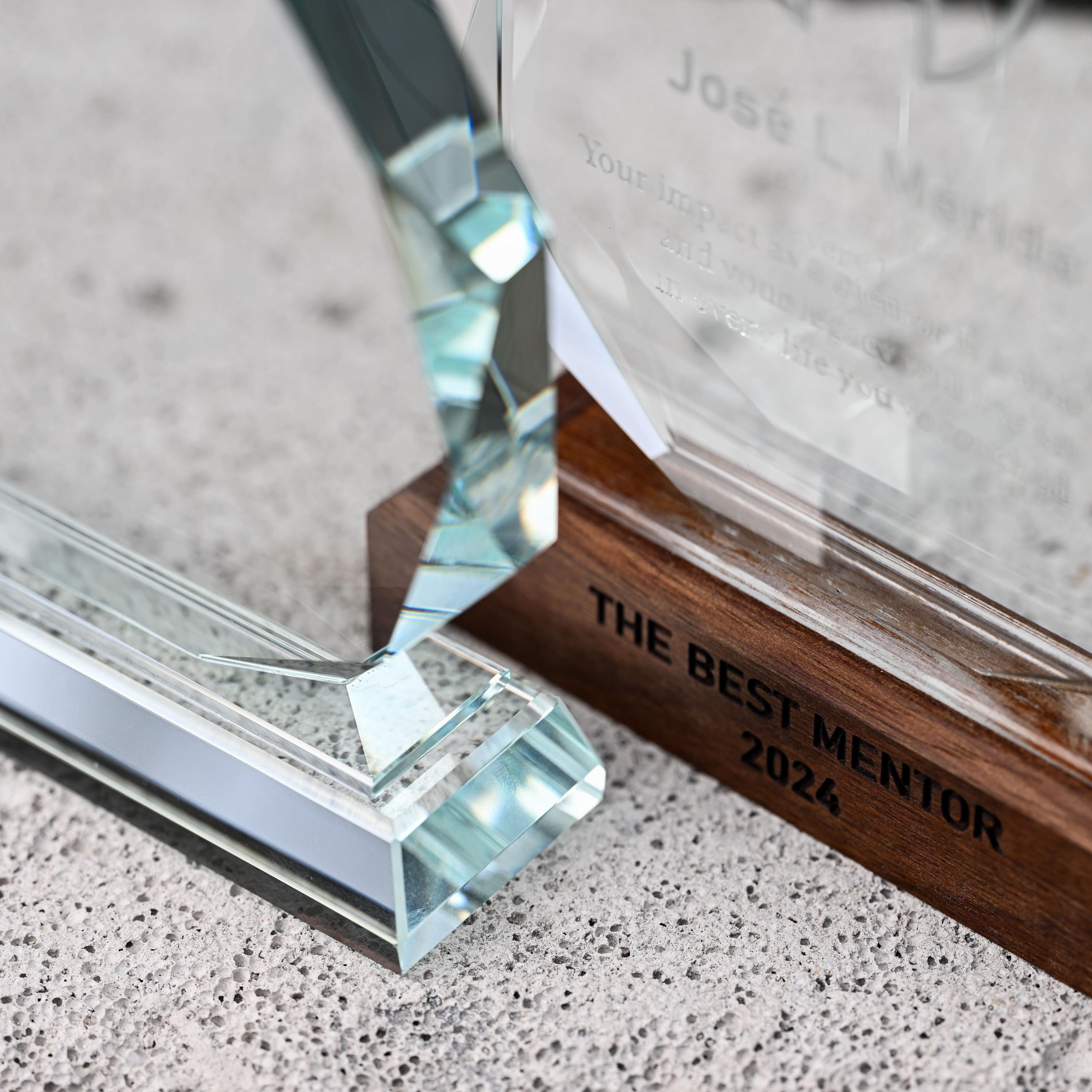 Glass award with wooden base v2