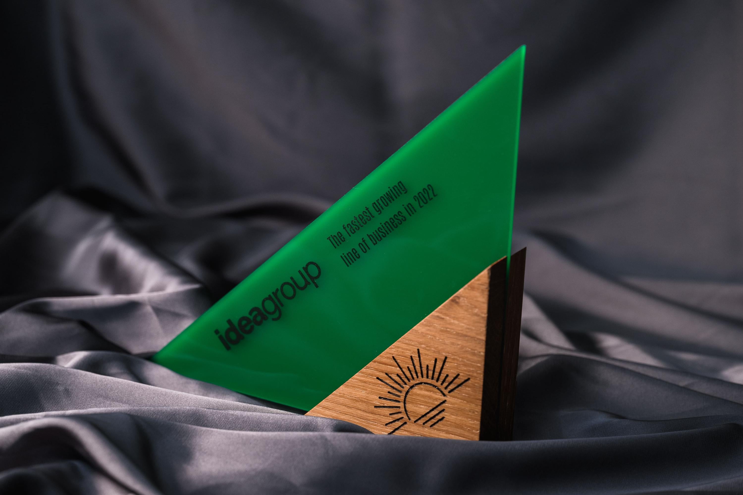 Wooden award with acrylic “Triangle”
