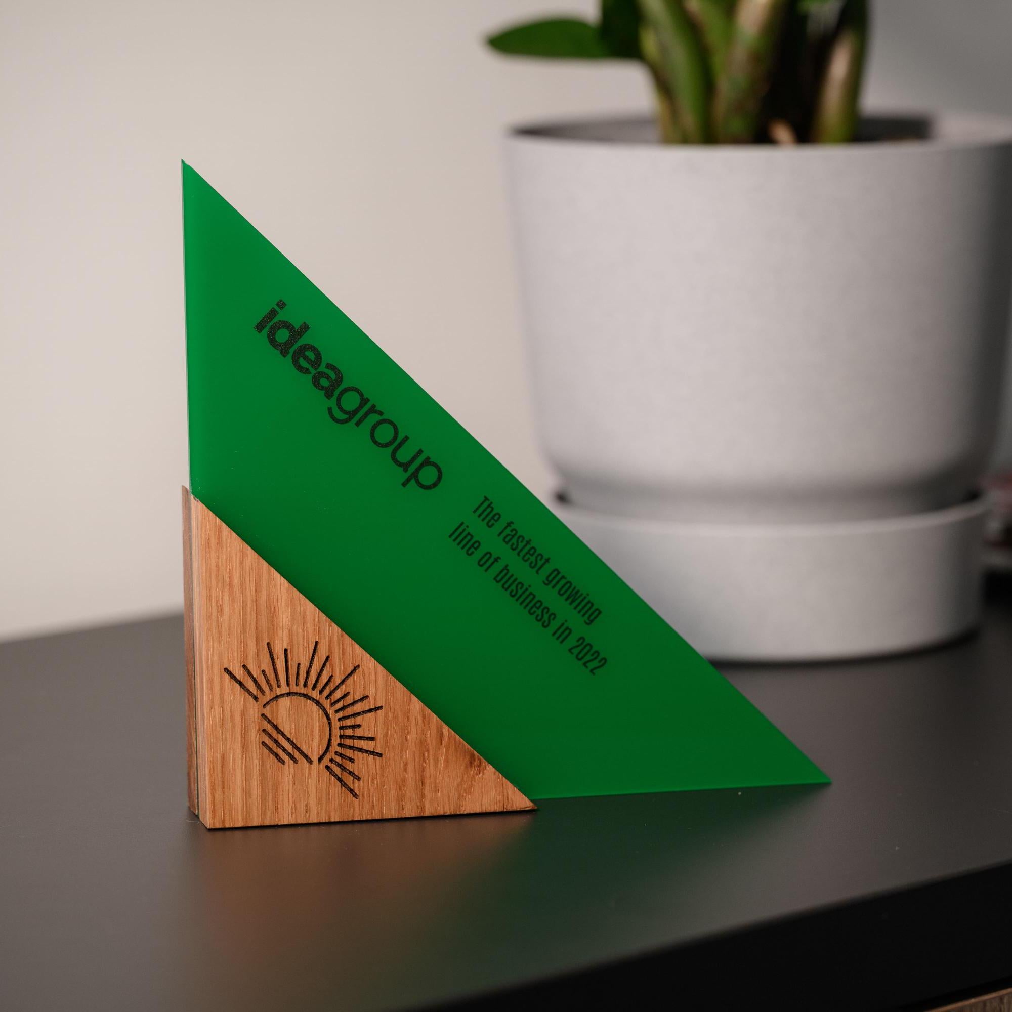 Wooden award with acrylic “Triangle”