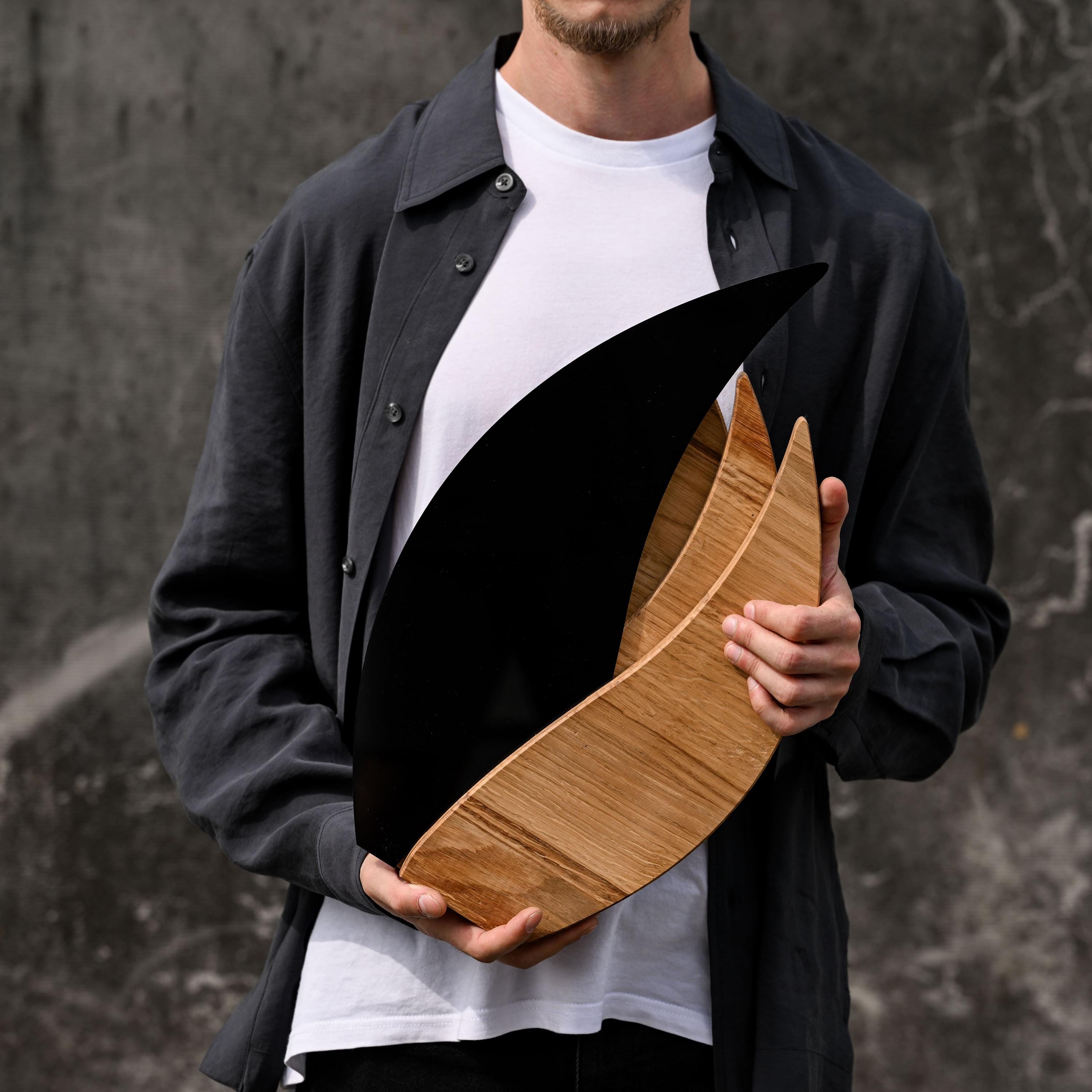 Giant wooden award with acrylic